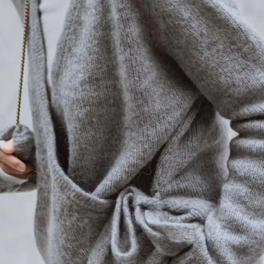 Grey COS wool ballet wrap sweater